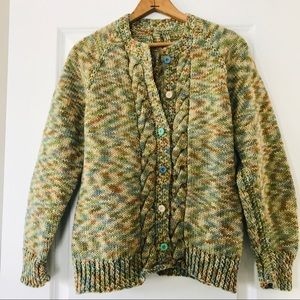 Hand Knit Cardigan w Cable Stitch Detail